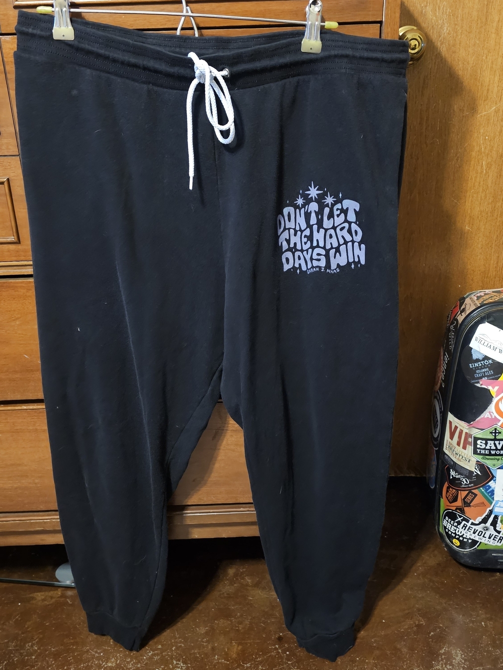 Black Graphic Track Joggers - Don't Let The Hard Days Win - Picture 2 of 4